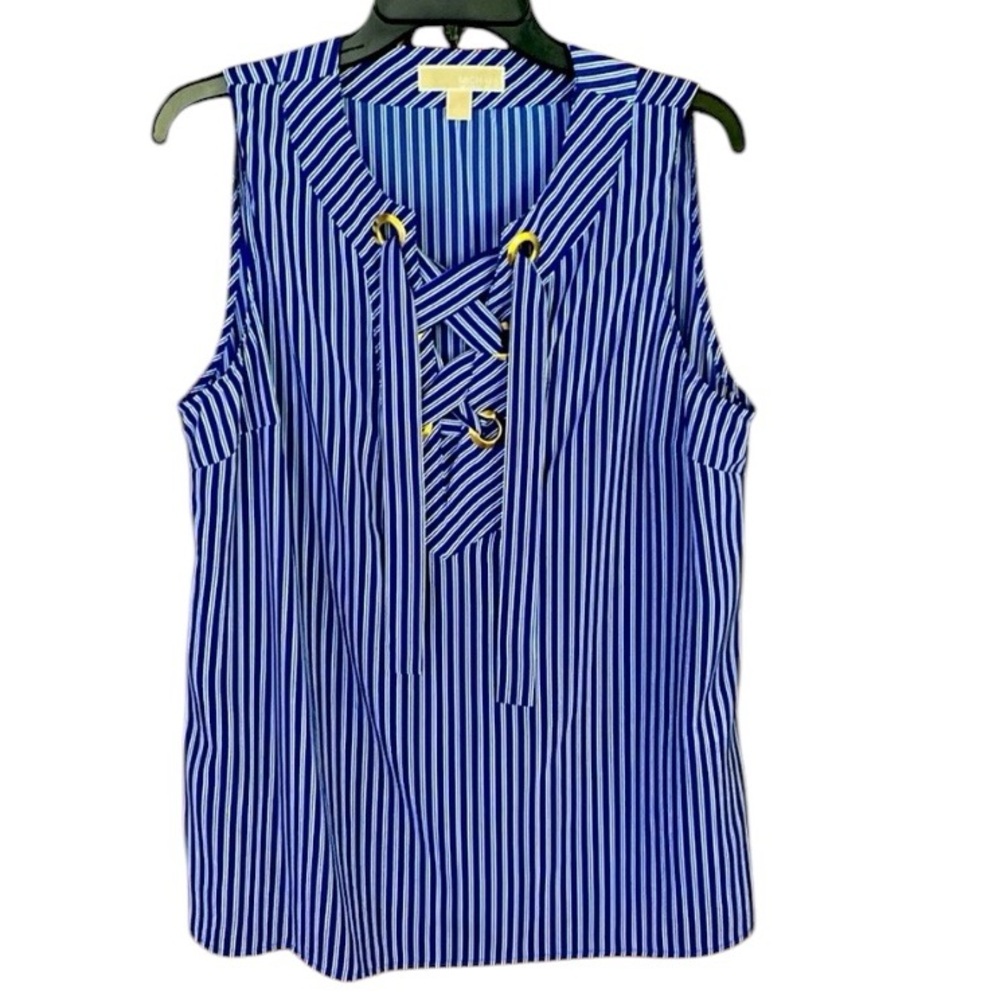 Michael Kors Woven Sleeveless Women’s Blouse Size Large with Gold Embellishment